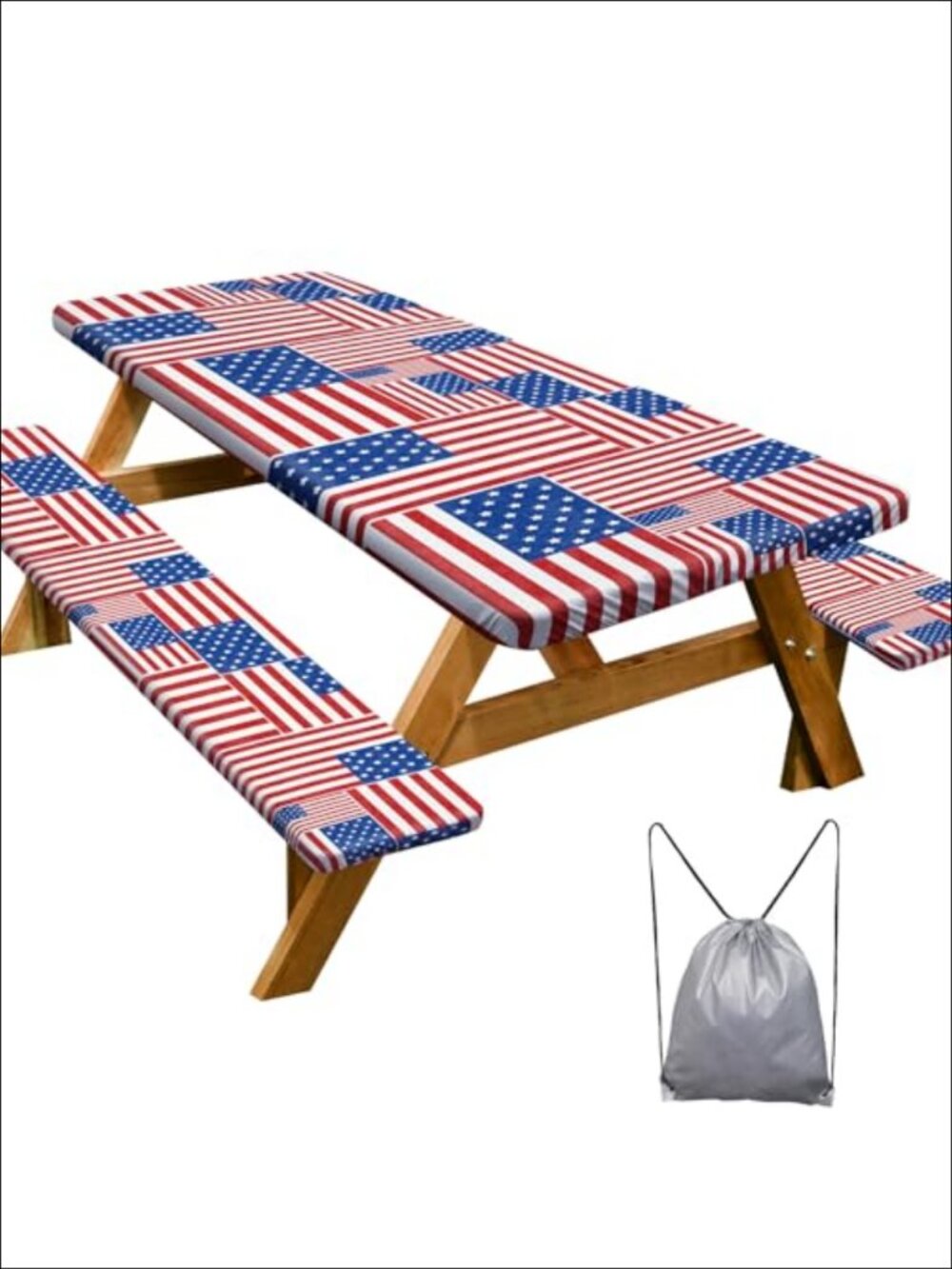 Waterproof Picnic Table and Bench Covers Set Fitted Elastic Outdoor Camping